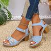 Fashion Retro Roman Style Casual Thick Heel Sandals for Women Summer 2025 New Open Toes Breathable Comfortable Fashion Beach Cool Pumps