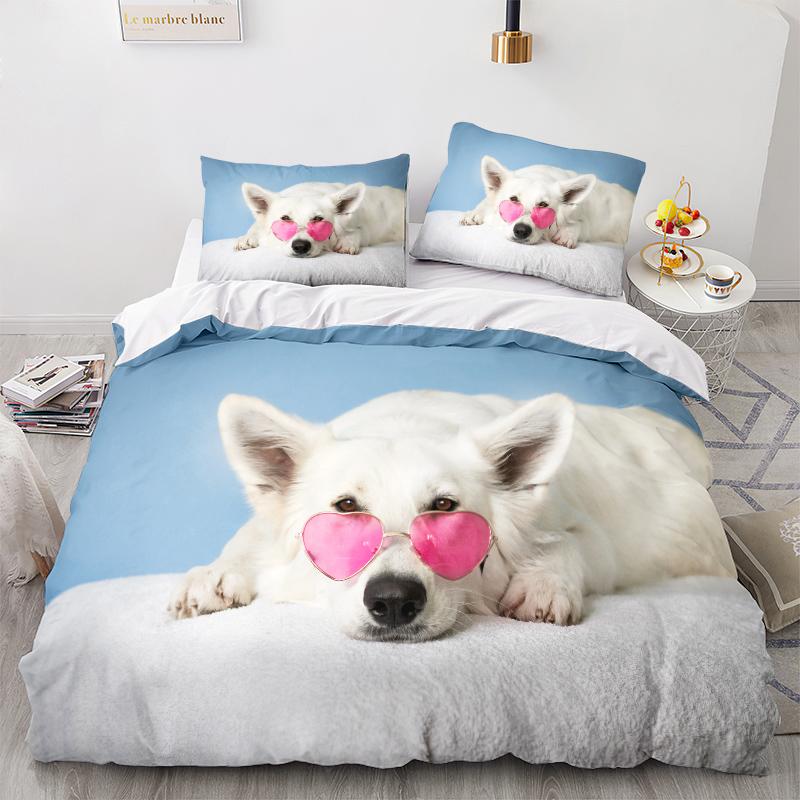 Комплект постельного белья с 3D узором для домашних животных, пододеяльник для собаки, 2/3, ткань из микрофибры, AU/EU/US/UK/DE, полный размер, мягкий быстросохнущий домашний костюм