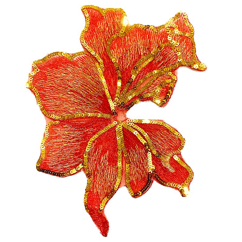 1PC Dress Accessory Bag Decor Flower Strips Sequin Flower Embroidery Patches DIY Sewing