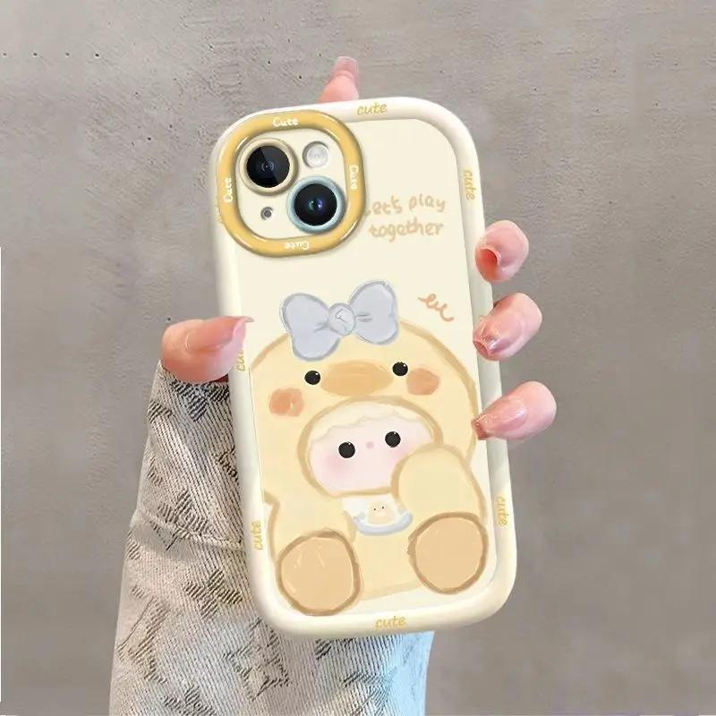 Чехол для Realme C67 C65 C63 C61 C55 C53 C51 C35 C33 C30S C25Y C21Y C20 12 Pro Plus чехол Милая толстая утка Кошка Цветок