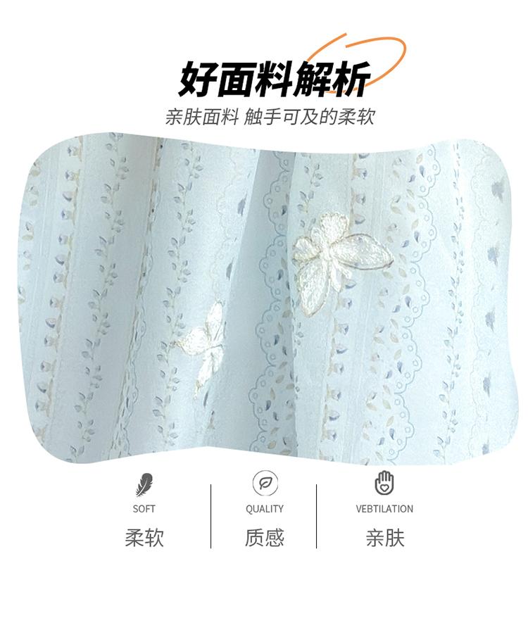 Girls' summer chiffon children's summer sleeveless vest dress, blue embroidered bow mesh princess dress