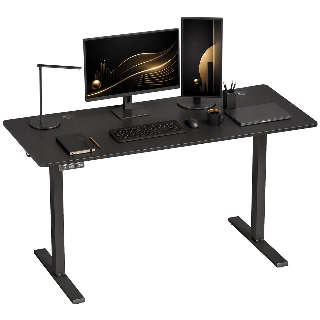 Standing Desk Memory Control Height Adjustable Desk 2 Cable Holes LED Display Sit Stand Desk Black