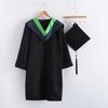 Bachelor Uniform with Hat V Neck Knee Length Long Sleeve Hidden Button Liberal Arts Student Graduation Robe Graduation Party Clothes