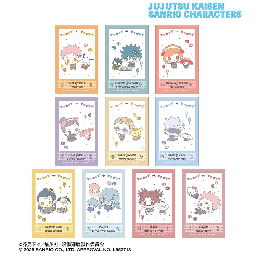 Jujutsu Kaisen x Sanrio Characters Торговые иллюстрационные карточки в стиле моментальной камеры, коробка из 10 штук