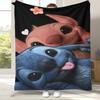 Милое Фланелевое Одеяло с Мультяшным Узором 'S-Stitch', Ультра Мягкий Теплый Плюшевый Плед для Дома, Спальни, Кровати, Дивана, Походный Пикник, Подарок для Детей