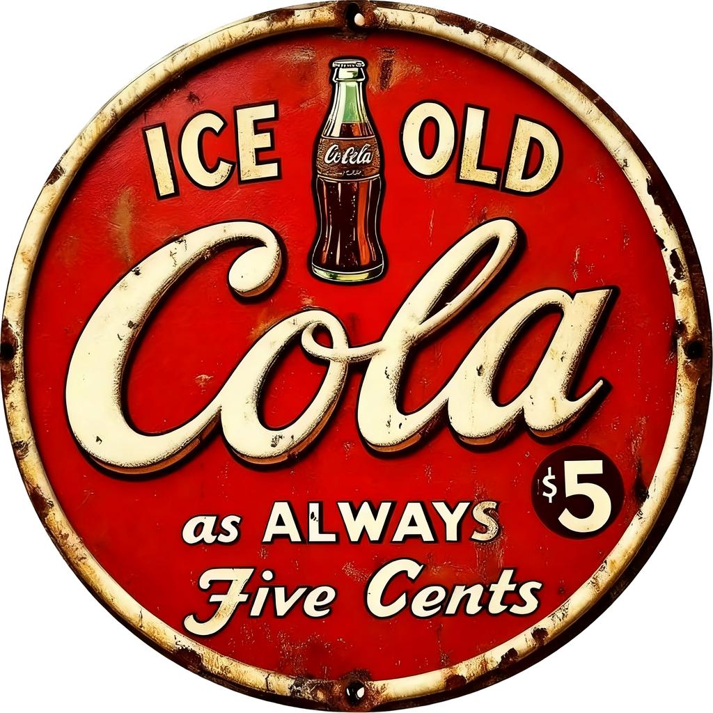 FLAT Vintage Cola Metal Sign Rustic Decor for Home Kitchen Bar Cafe Garage Vintage Home Decor Bar Owners Cafe Owners