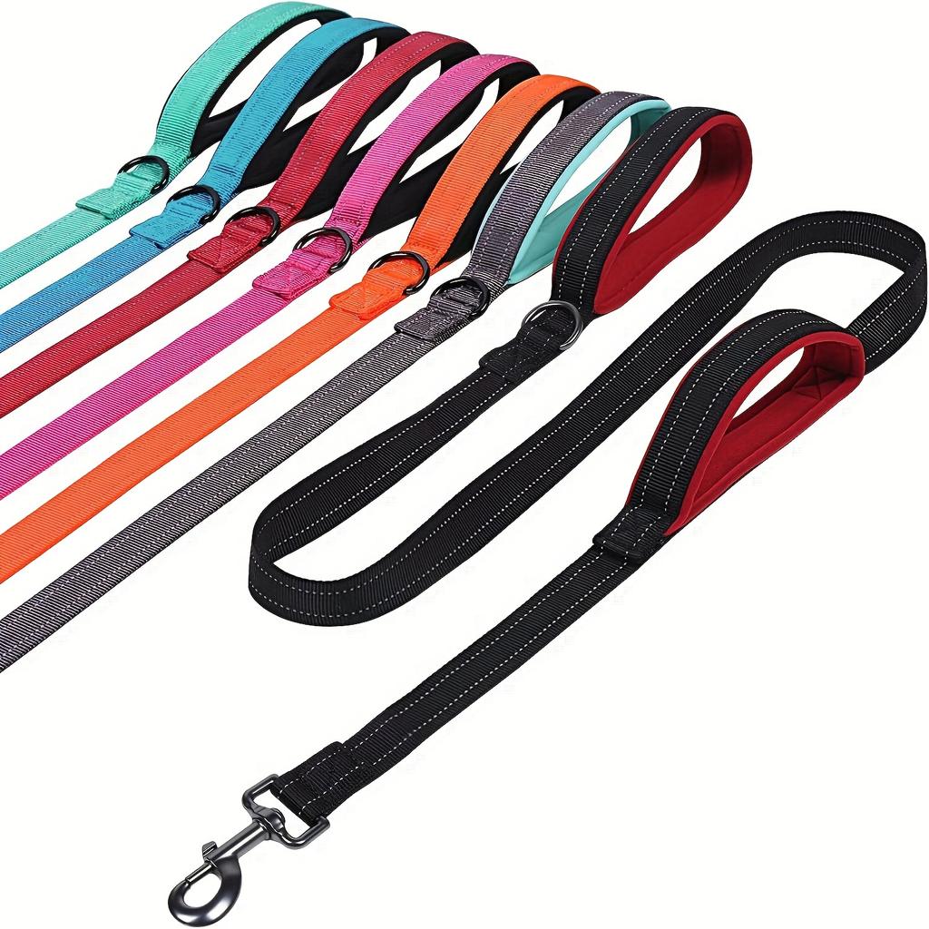 Dog Leashes Outdoor Travel Dog Training Chain Heavy Duty Double Handle Lead for Greater Control  Training Dual Handle