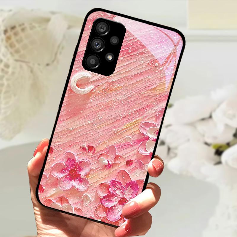 Стеклянный Чехол Для Samsung A13 A23 4G 5G Мультяшный Закаленный Стеклянный Чехол Для Телефона Для Galaxy A33 A53 A73 5G Жесткий ПК Стеклянный Защитный Чехол