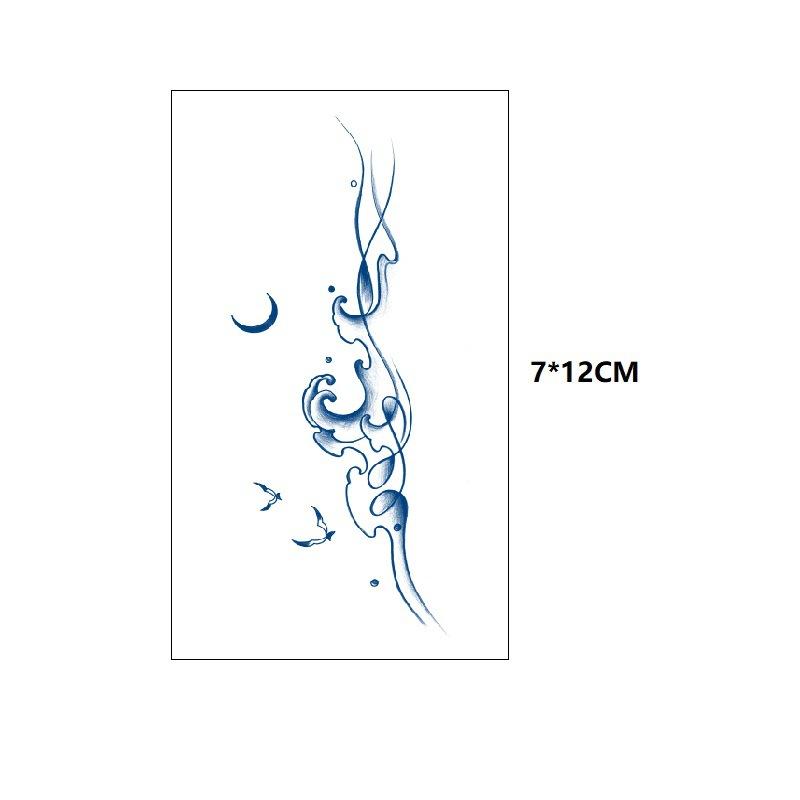 Маленький узор бабочка морская волна хвост рыбы другая сторона цветок маленький свежий сок травяной имитация грудь вода переводная татуировка наклейка