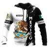 Men's Spring Autumn Mexican Flag Printed Men's Hoodie Fashion 3D Eagle Pattern Sportswear Hip Hop Harajuku Oversized Hoodie