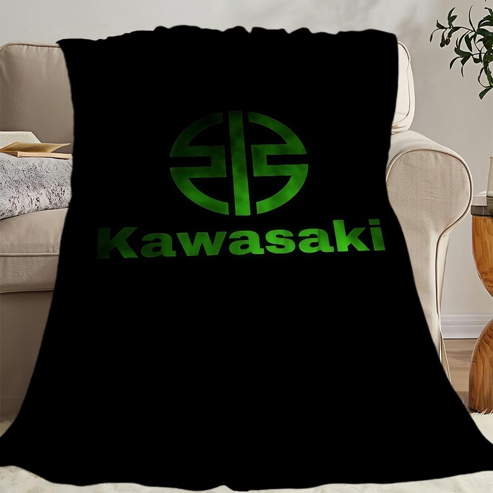 K-Kawasaki-ES Cool Logo Blanket Flannel warm comfort soft plush blanket For Picnic Beds Sofas Homes And Bedrooms