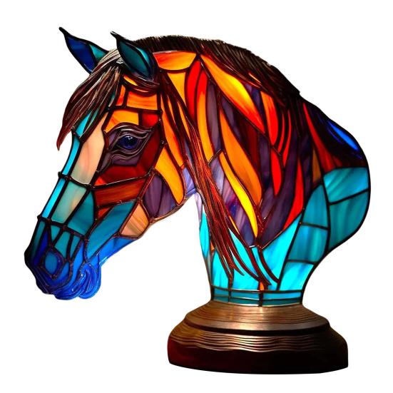 Stained Glass Animal Table Lamp Battery Operated Vintage Animal Night Light Home Office