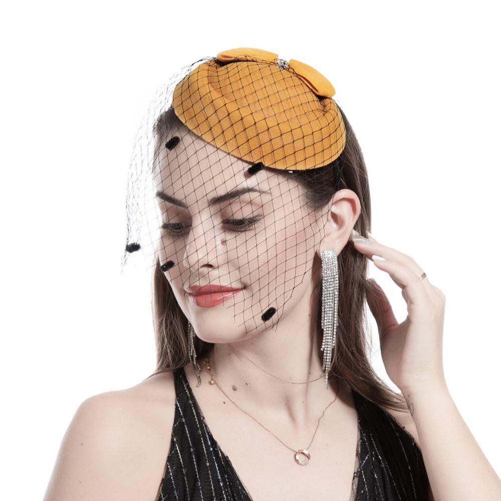Hats Retro Hairclip Bowknot Veil Bridal Headdress Womens Vintage Hat Fascinator Hair Pillbox Hat