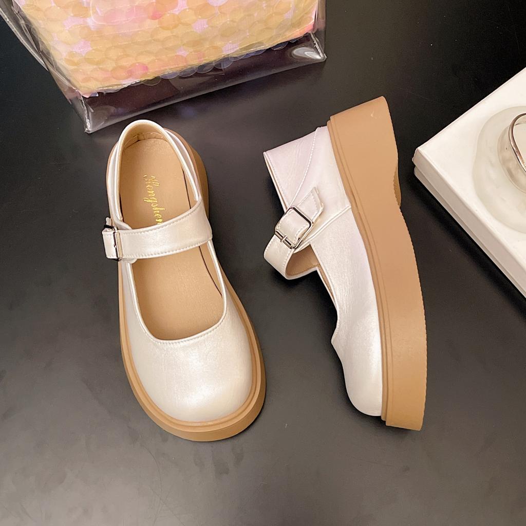 Platform Mary Jane Small Leather Shoes Women's Autumn 2025 New Japanese Jk Round Head with Skirt French Retro Single Shoes