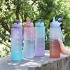 1Pc Larger Sports Water Bottle with Straw and Time Marker Plastic Motivational Water Bottle