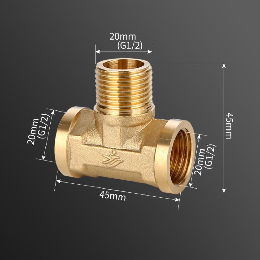 New 1/2 BSP Pneumatic Plumbing Connector Tee Type Male/Female Thread Copper Fittings Water Oil Gas Adapter