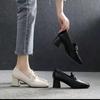 2025 Spring and Summer New Soft Leather British Style Small Leather Shoes Women's Soft Leather Shoes Children Versatile Medium Heel Thick Heel S