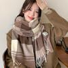 Winter Rainbow Plaid Scarf Warm Cashmere Shawls Fashion Long Fringe Scarves Women