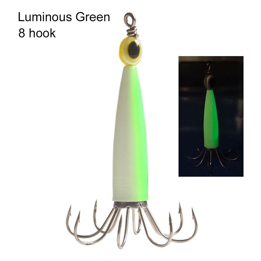Luminous Jigs Angling Squid Hook with fish eyes Octopus Bait Fishing Tackle Wood Shrimp Lures