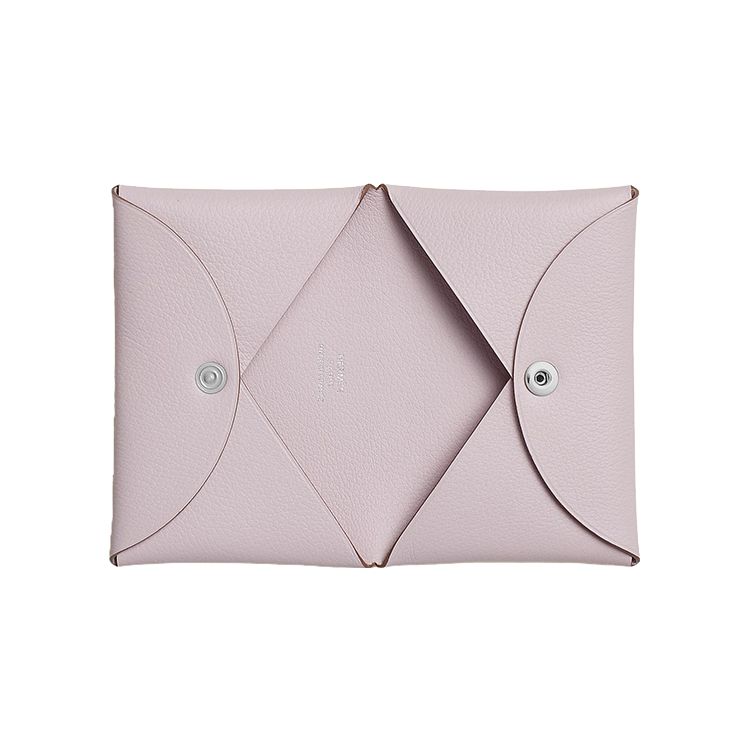 Hermes Calvi Серебряная Пряжка Evercolor Телячья Кожа Держатель для Карт Женский Держатель для Карт Малиново-Бледный H064954CK09