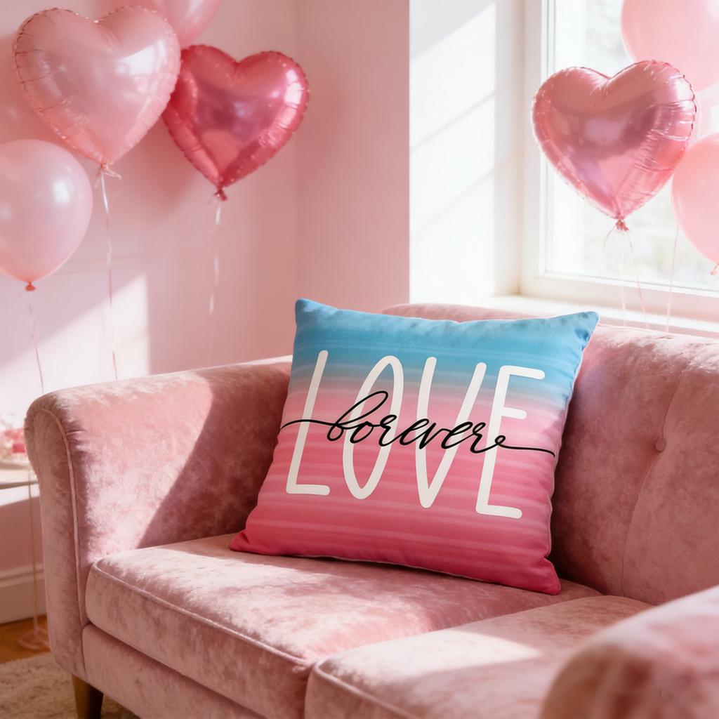 Valentine's Day Pillowcase, 17.71 17.71 Inches, Winter Holiday Theme, Sofa Throw Cover
