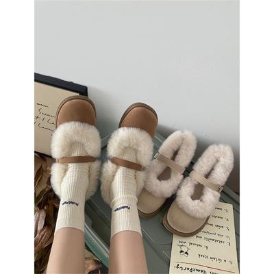 Туфли Мэри Джейн на плоской подошве во французском стиле для женщин на осень и зиму, новые бархатные туфли с круглым носком в стиле ретро