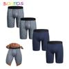 4шт длинные мужские трусы-боксеры удобные трусы с принтом нижнее белье для мужчин сплошной цвет