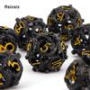 7 шт. черные, желтые круглые металлические кости дракона, полые металлические многогранные кости, подходящие для ролевой игры, настольной игры, карточной игры
