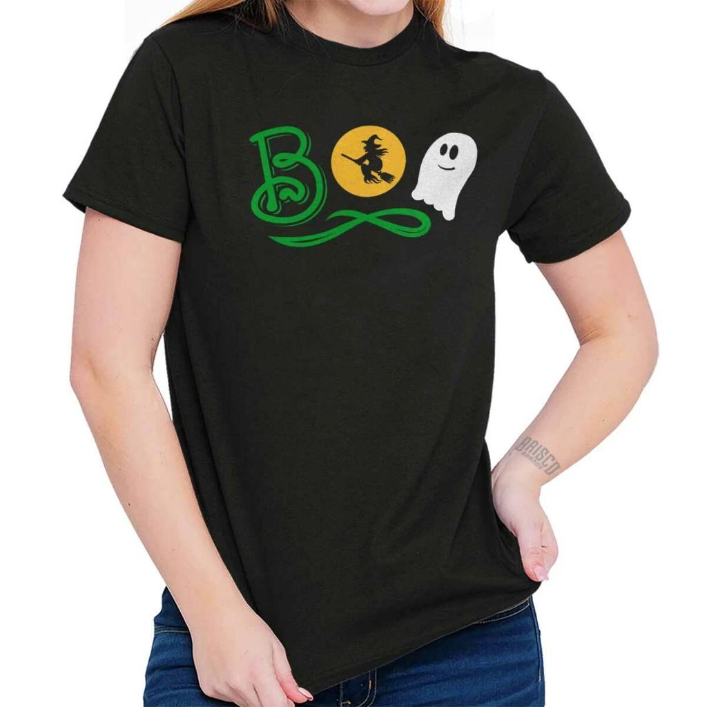 Boo Ghost Halloween Spooky Trick Or Treat Adult Short Sleeve Crewneck Tee