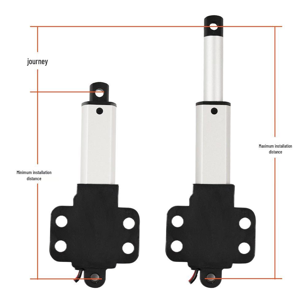 300mm Stroke Electric Linear Actuator with Wings - Miniature Brushed Motor, Double-Wing Telescopic Rod