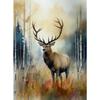 Загадочный акварельный лес Дикая лиса Рысь Олень Птица Дикая природа Арт-постер Печать на холсте Гостиная Спальня Домашняя стена
