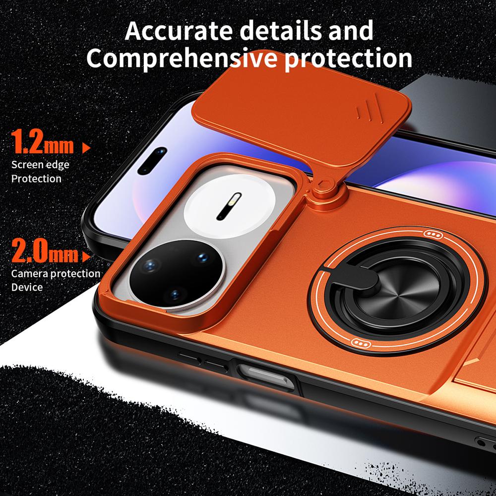 KEYSION Магнитный чехол для телефона Huawei nova 15 Pro Сдвижная защита объектива камеры Вертикальная подставка Кольцо 360° Ударопрочная задняя крышка