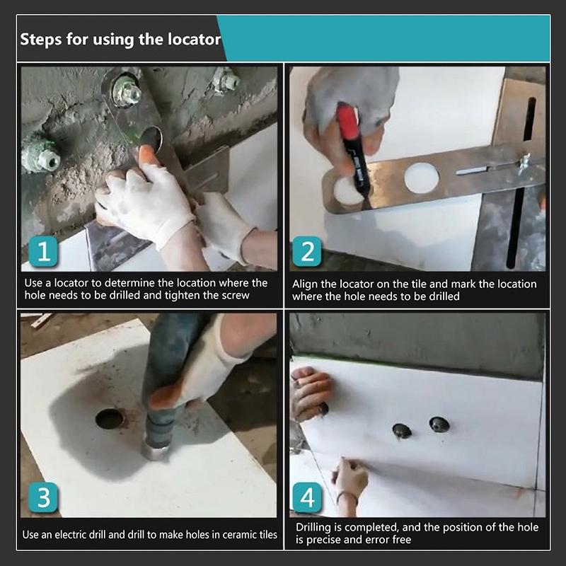1 Set Construction Tool Adjustable Tile Locator To Wall Marking Position Ruler Ceramic Hole Cutter Tile Drill Marble Opener