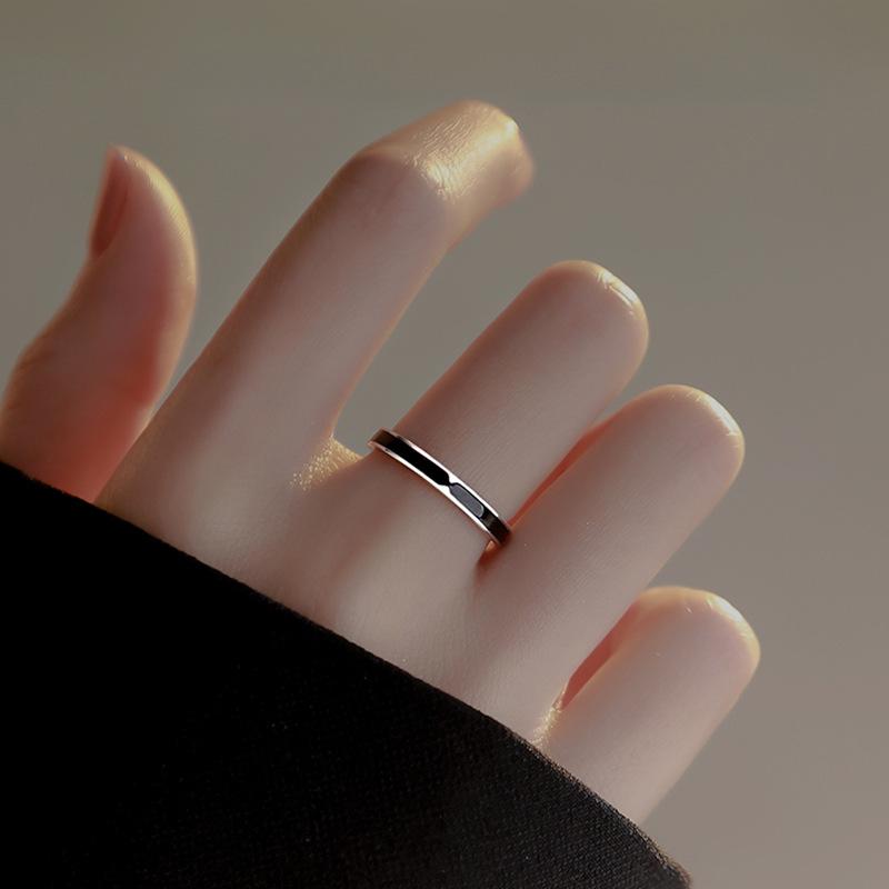 Black Ring Female Ins Cold Wind Single Ring Ring Ring Adjustable Index Finger Ring Open Ring