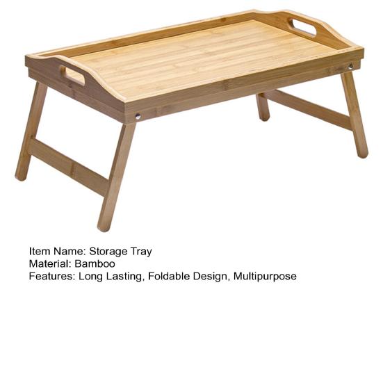 Поднос для постельного стола Yousheng со складной ножкой, прочный, несущий гладкий край без заусенцев, многофункциональный бамбуковый держатель для хранения подносов для кровати