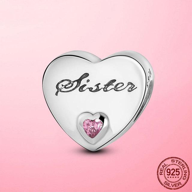 Семейная любовь настоящая 925 пробы серебряная дочка сердечко бусины подходят оригинальный модный браслет подвески серебро 925 изготовление ювелирных изделий