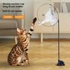 Cat Wand Feather Toy Interactive Cat Feather String Teaser with Suction Cup