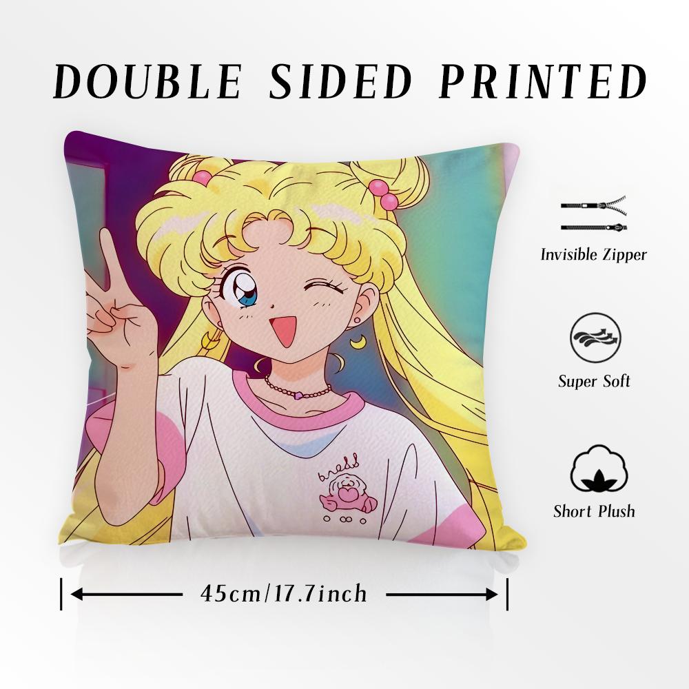 S-SAILOR Аниме M-MOON Наволочка Наволочка Клещ-пылевой клещ Подушка Невидимая молния Шелковистый короткий плюш Подушка для дивана Чехол