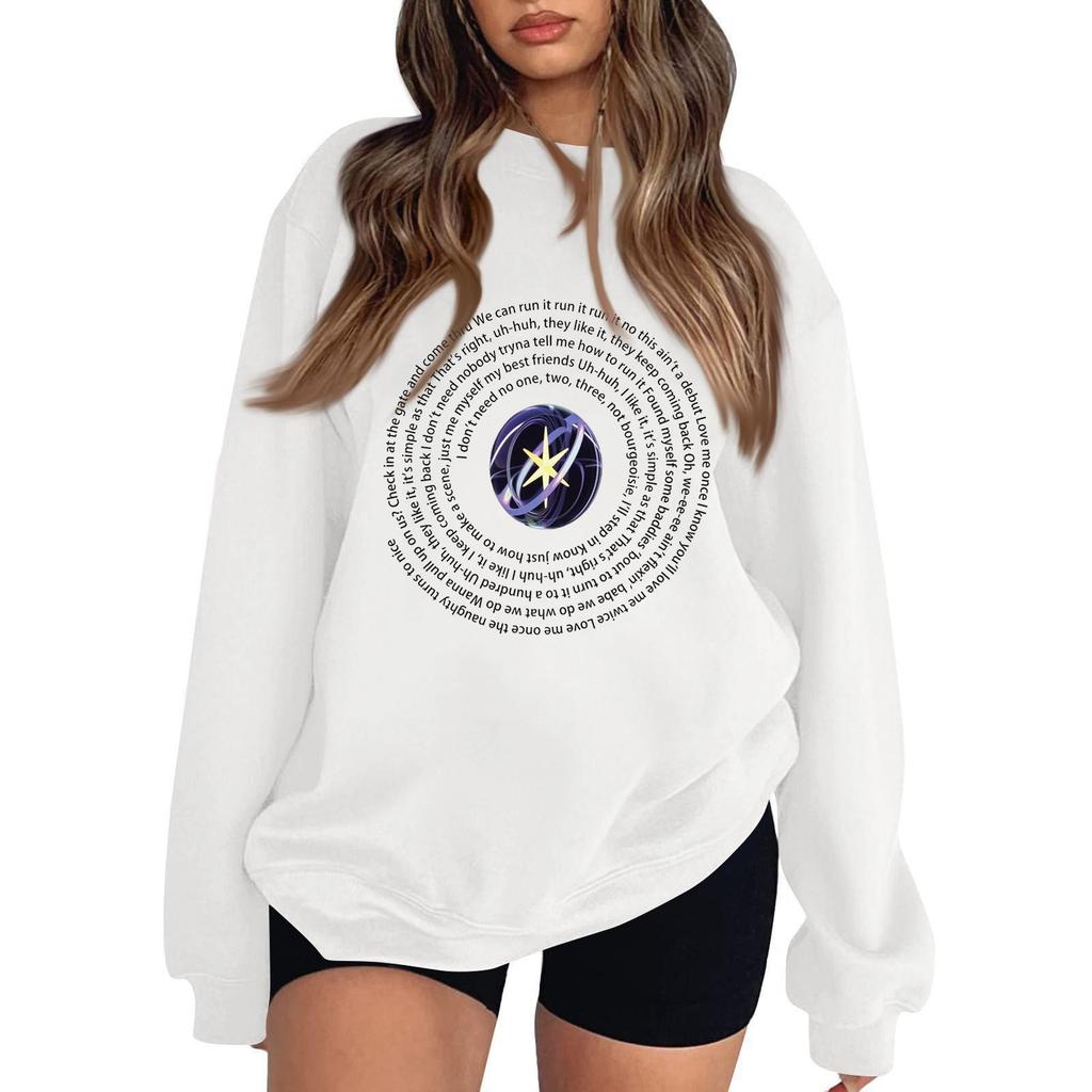 Women's Fashionable And Casual Long Sleeve Round Neck Printed Sweatshirt
