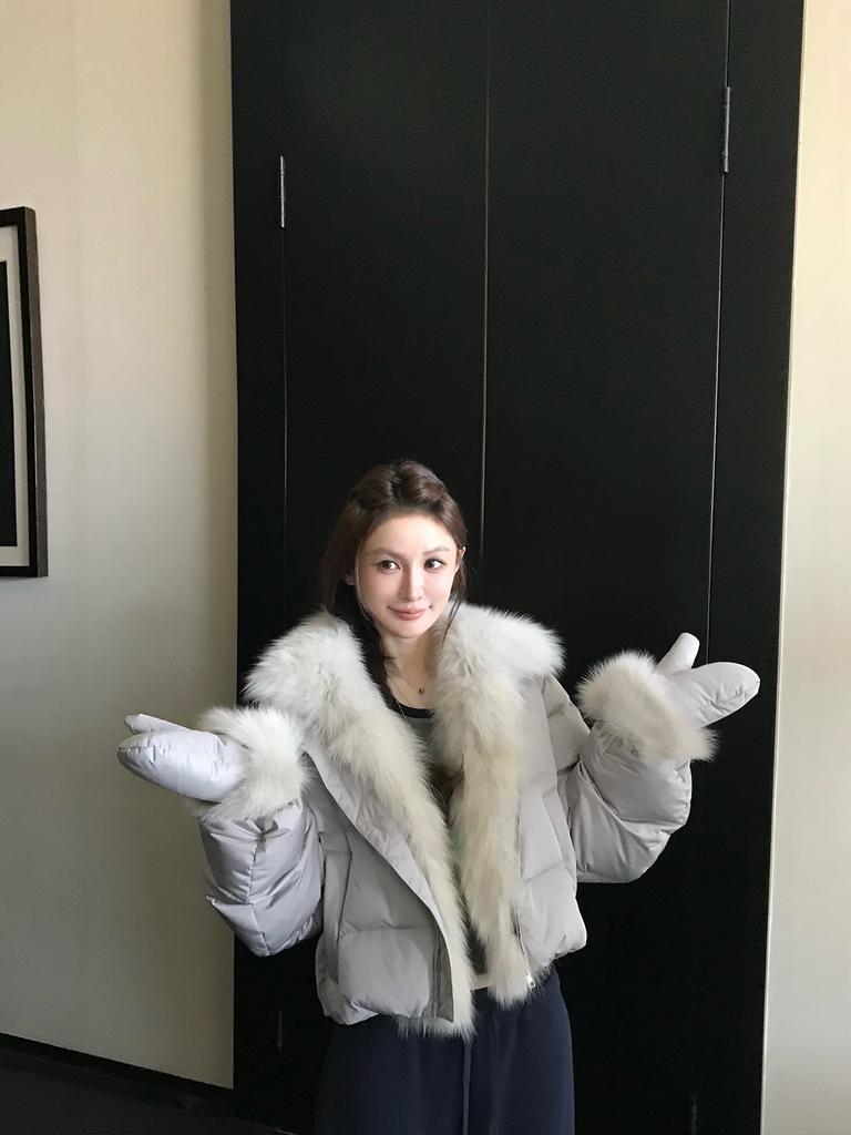 Зима новая короткая пуховая хлопковая одежда женская меховой воротник свободная утолщенная маленькая хлопковая куртка куртка-хлеб модная