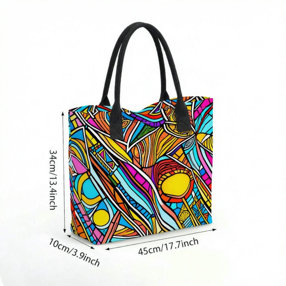 Colorful Abstract Print Tote Bag Large Capacity Daily Carry Casual Shoulder Bag for Shopping Travel