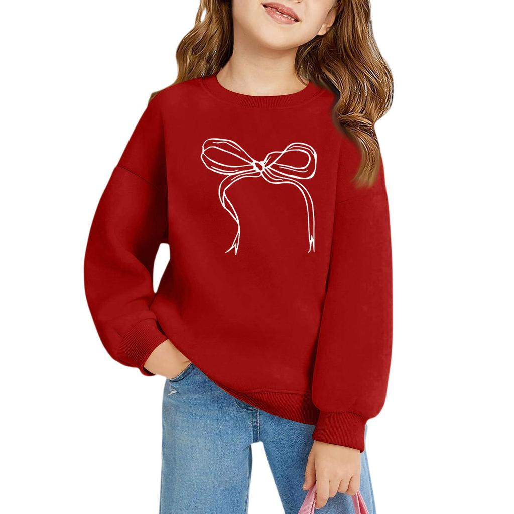 Пуловеры с круглым вырезом для девочек, детские топы с принтом