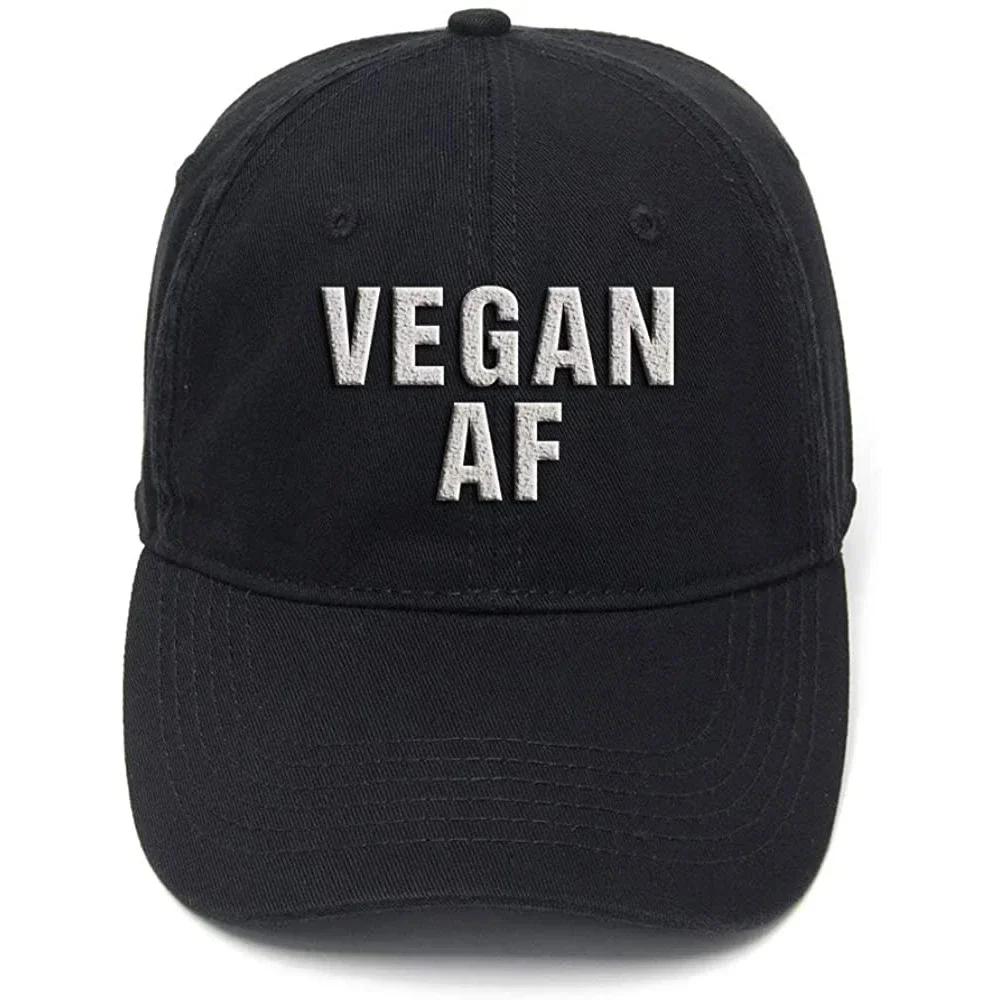 Lyprerazy Vegan AF Vegetarian Washed Cotton Adjustable Unisex Women Unisex Hip Hop Cool Flock Printing Baseball Cap