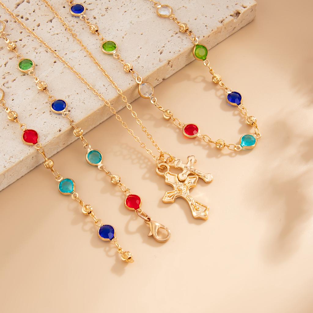 Ingemark 3Pcs/Set Y2K Boho Crystal Tassel Chain Necklace Women Collares New Trend Goth Cross Pendant Choker Party Jewelry Gift
