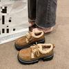 Ретро вельветовые Birkenstocks зимние новые на небольшой толстой подошве увеличивающие рост хлопковые ботинки на шнуровке снегоступы