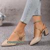 Fashion Gold Silver Bling High Heel Pumps Women's Fashion Back Strap Slip-On Party Shoes Woman Pointed Toe Slingbacks Thick-Heeled Shoes