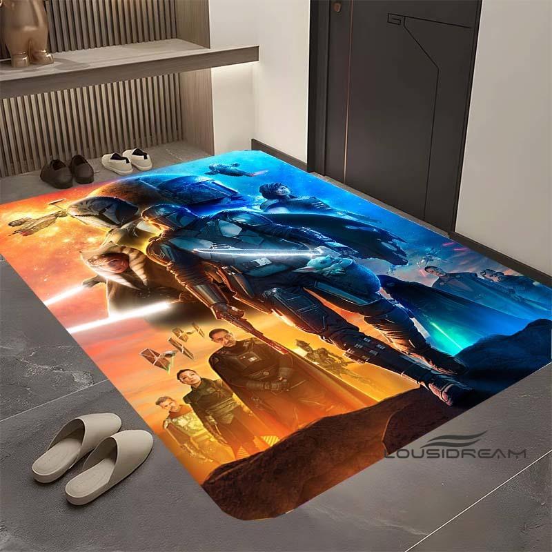 Коврик Star Wars мультяшный, подходит для гостиной, ретро-узор с галактикой, космосом, космическим кораблем, большой нескользящий коврик для прихожей, коврик для ванной, дом