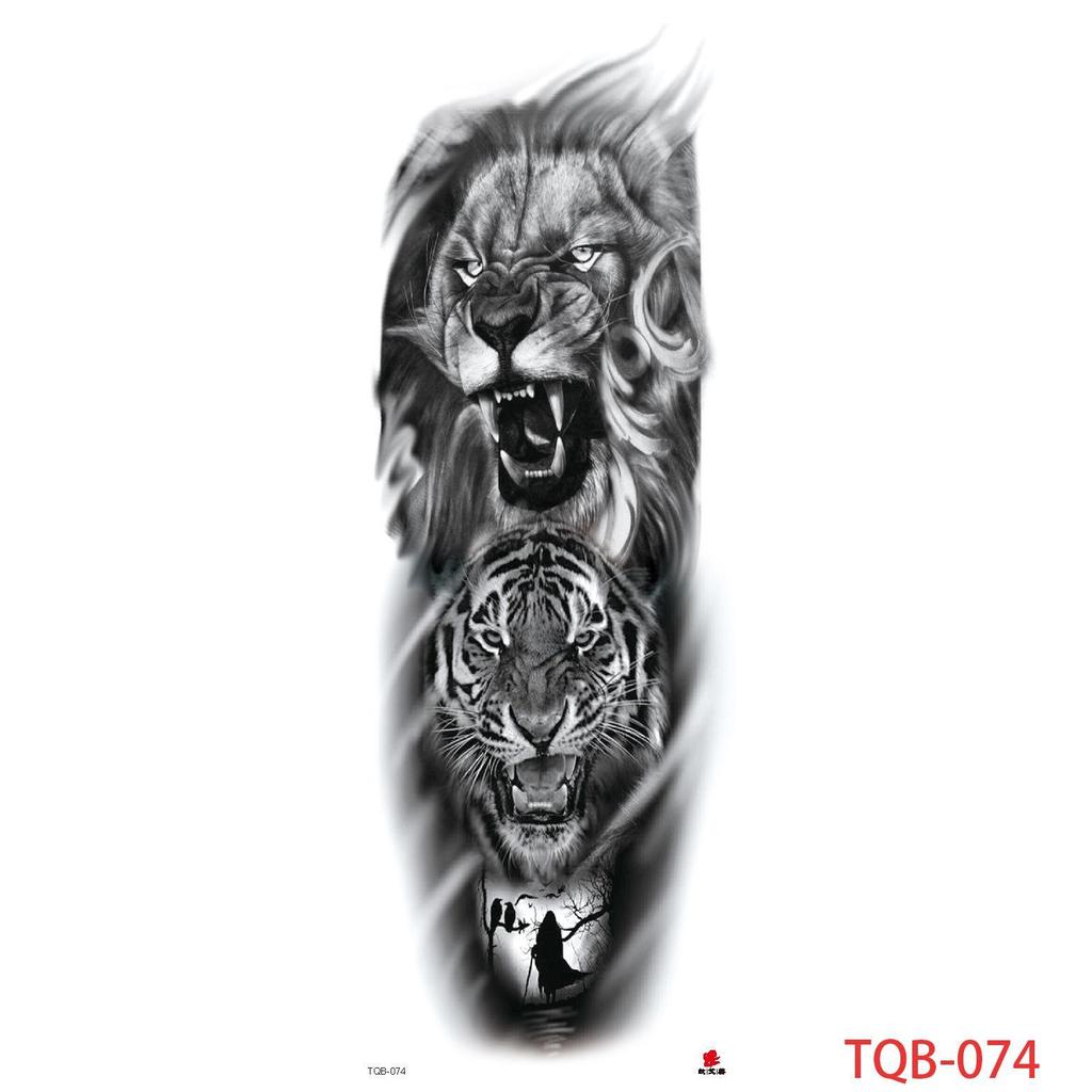 1 PC 480*170MM Large Temporary Tattoos Sleeve for Men Women Full Arm Selleve Tattoos Temporary Realistic Fake Wolf Tiger Lion Tattoo