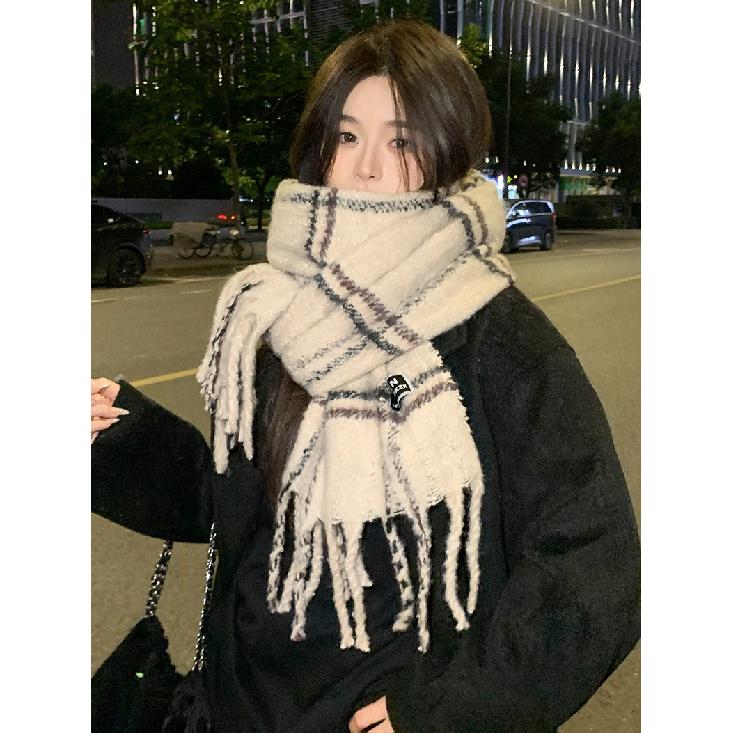 Шарф Зимний Новая Коллекция Осенне-Зимняя Атмосфера Клетчатая Бахрома Для Пар, Теплый И Студенческий Стиль Высокого Класса Шарф