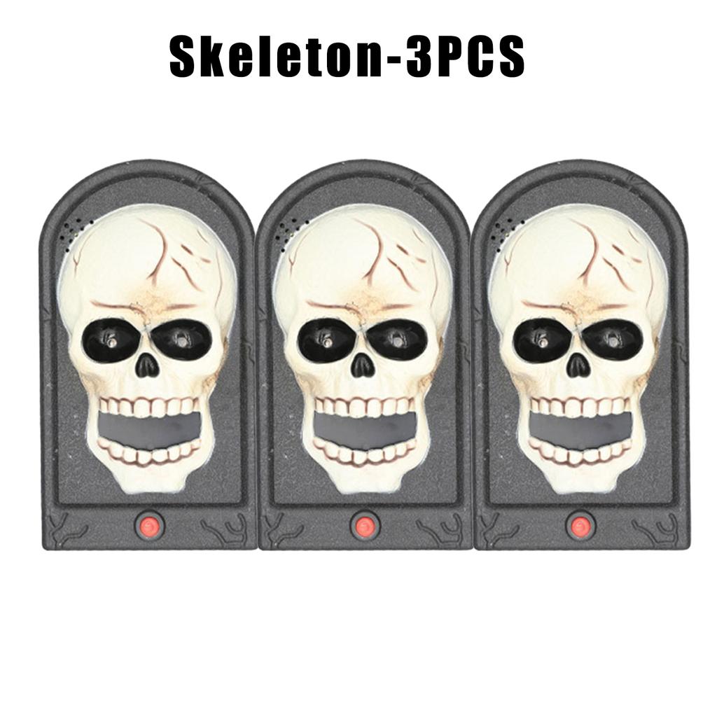 Halloween Pumpkin Light Skull Head Button Sound Haunted House Decoration Glowing Prank Doorbell Prop Scary Fun Party Supplies